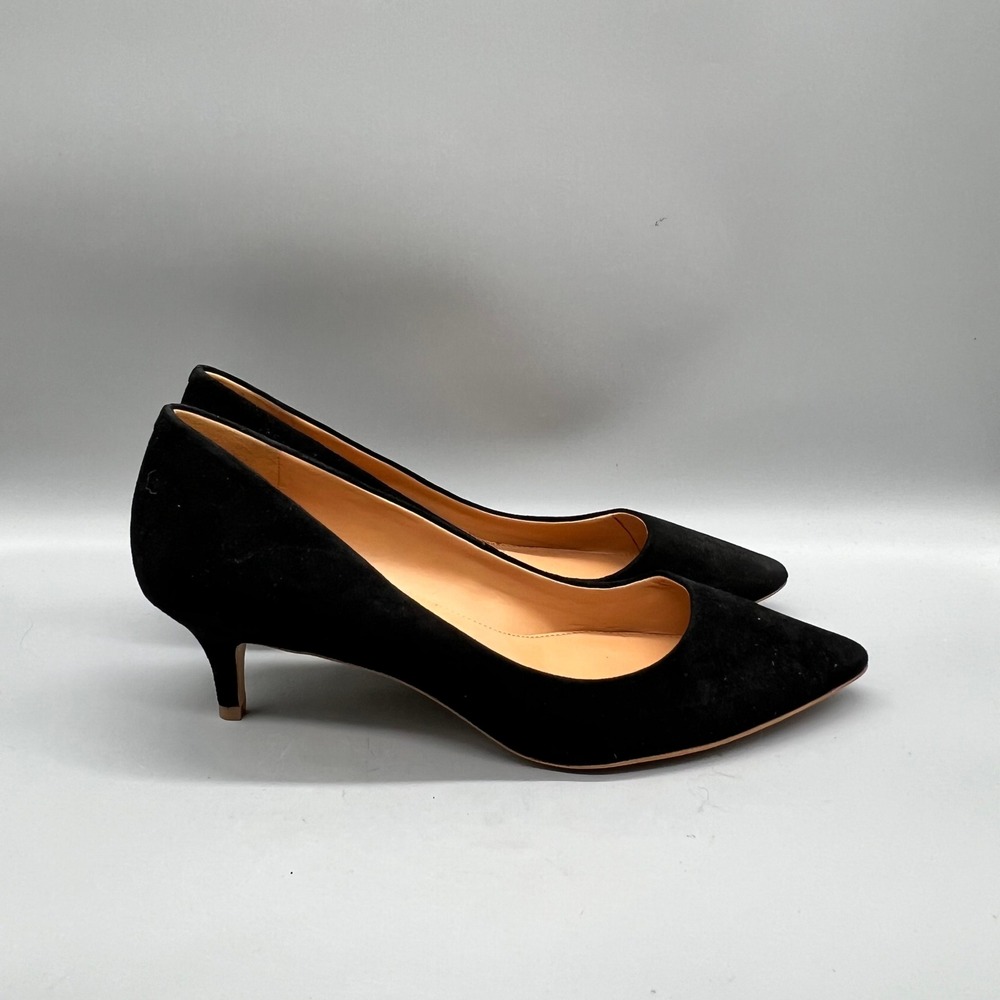 J.Crew Pumps Womens 11 Black Suede Pointed Toe Kitten Heel Classic Dress Shoes